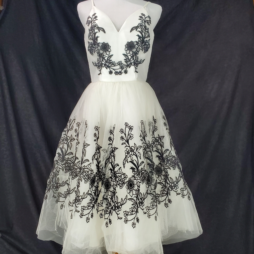 NWT Chi Chi London White Dress with Black Embroidery Fairy Glinda Princess Ball - Picture 8 of 17